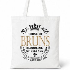 Bolso de Mano BRUNS Family Surname House Of White Algodón