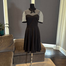 Vestido Mujer’s Negro con Lunares Años 50’s Estilo Retro Talla L NUEVO