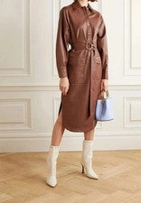 Elegante Vestido Formal Elegante Para Mujer Cuero de Cordero Suave Genuino