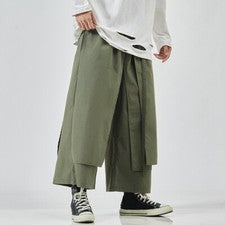 Moda Japonesa Para Hombres Sueltos Pierna Ancha Pantalones Sueltos Noveno Pantalones Informales Nuevos