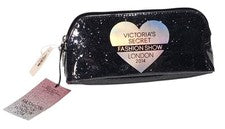 BOLSO DE MAQUILLAJE PEQUEÑO VICTORIA'S SECRET FASHION SHOW LONDRES 2014 NEGRO BRILLO (RARO)