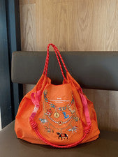 Nuevo Bolso de Hombro Estilo Japonés Bordado Cadena Pony Para Mujer, Gran Capacidad