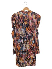 Vestido mujer PIECES manga larga elegante abstracto rosa negro talla 38 nuevo