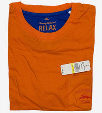 $48 TOMMY BAHAMA Bordado Logo NARANJA Calce Relajado Manga Corta Bolsillo Camiseta