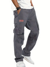 Pantalones cargo para hombre multi bolsillo calce suelto pierna recta ropa de trabajo pantalones informales