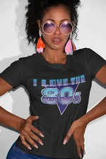 Camiseta de moda para mujer I Love The 80s vestido elegante música fin de semana años ochenta