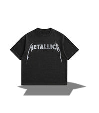 Camiseta Metallica Heavy Metal Logotipo Relámpago Gráfica Camiseta Estilo Banda de Rock De Colección