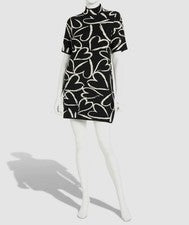 Vestido suéter para mujer London Times negro cuello falso manga corta talla: grande