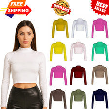 Damas Tortuga Polo Cuello Manga Larga Camiseta Prendas para el torso Mujeres Top Tallas 8-24