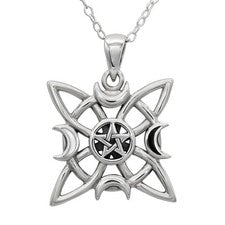 Collar Colgante Nudo de Brujas 20" - Plata Esterlina Pentáculo Wicca Joyería