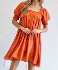 ¡Nuevo con etiquetas! Vestido para mujer DAVI & DANI talla M naranja cuello cuadrado ajustado