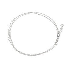 Tobillera Double the Love de plata de ley, tobillera de corazón de 2 filas, delicadas joyas corporales