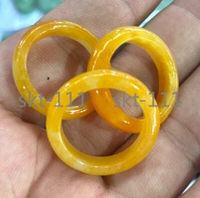 Anillos circulares de dedo amarillo natural de jadeíta 7-11# curativos para mujeres