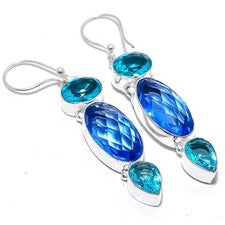 Pendiente de joyería de plata esterlina 925 hecho a mano con piedras preciosa...