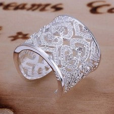 Anillo de plata de ley 925 con dijes nobles de cristal para mujer