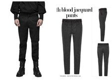 PUNK RAVE Hombres Gótico Jacquard Pantalones Delicados Botones Decoración Pantalones Rectos