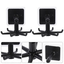 Soporte para utensilios de cocina ABS montado en la pared negro con múltiples garras 4 piezas