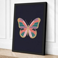 Arte de pared con impresión geométrica en lienzo de mariposa arco iris decoración del hogar listo para colgar