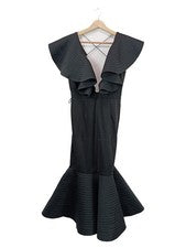 Vestido mujer ASOS volantes sirena negro talla 38 festivo elegante