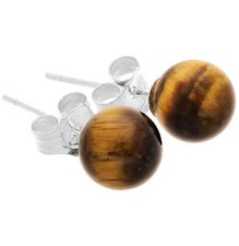 Pendientes ojo de tigre 6 mm bola piedras preciosas pendientes plata 925 | bisutería