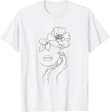 Camiseta minimalista línea abstracta arte diseño facial para estilo único
