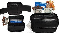 Lote de 3 Nuevos Mini Bolso de Cuero Bolso con Lazo para Cinturón Cintura Negra Bolso para Tarjetas de Crédito de Negoci