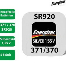 5 x Batería de reloj Energizer 371 / 370 1,55 V SR920SW SR69 AG6 LR921 SR920W Multi