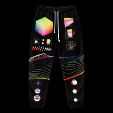Nuevo M Negro Retro Cyberpunk Y2K Suelto Vaporwave Pantalones de Sudadera Joggers Algodón Suave