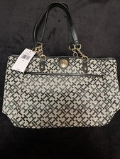 Bolso de hombro Tommy Hilfiger mediano de lona y cuero para mujer