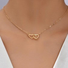 Collar Doble Corazón, Joyería Amor Mujer, Linda Cadena, Regalo San Valentín’s