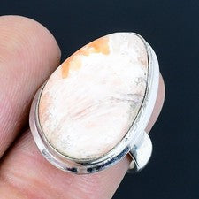 Scolecita piedras preciosas hechas a mano 925 anillo de joyería de plata...