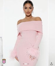 Vestido midi acanalado perfecto Nova Legacy de moda rosa para mujer talla S