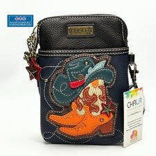 BOTAS OCCIDENTALES VAQUERO TELÉFONO CELULAR BANDOLERA BOLSO CHALA AZUL MARINO