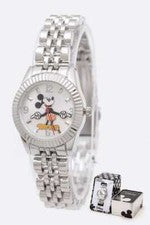 Reloj Disney MCKAQ1566 Para Mujer Mickey Mouse Tono Plateado Clásico Bisel Acanalado
