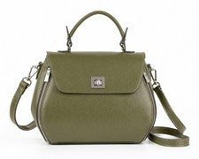 Bolso Bandolera Sirat Co. Para Mujer Cuero Verde Oliva Asa Superior Hombro