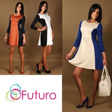 Vestido para mujer Two Colors Elegance manga larga cuello redondo talla 8-16 FA213