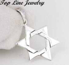 Colgante religioso estrella judía/hebrea de 16 mm de plata de ley 925 maciza para mujeres y hombres