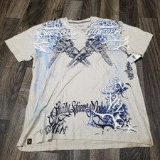 Camiseta De Colección Marc Ecko Corte y Costura Para Hombre Talla XL Huesos y Latón Nudillos Gráfico