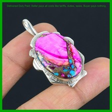 Joyería colgante de plata esterlina natural Kingman rosa dalia turquesa piedras preciosas