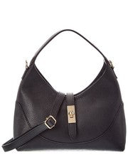Bolso italiano de cuero Lina con asa superior para mujer negro