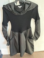 Vestido BoHO ESTILO para mujer negro manga larga talla S pequeño