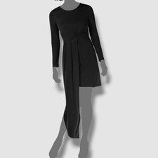Vestido de cóctel para mujer Bar Iii negro plisado asimétrico envolvente sintético talla M $90
