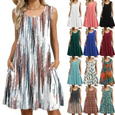 Vestido suelto estampado sin mangas para mujer outfit diario para mi