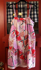 Vestido para mujer Aemi & Co rosa multicolor estampado geométrico correa de espagueti talla S