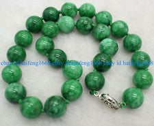 6/8/10/12/14mm Natürlich Grün Jade Jadeit Runde Edelstein Perlen Halskette 45cm