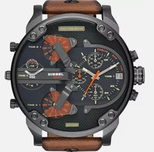 Reloj Diesel Original DZ7332 MR DADDY 2.0 Correa Cuero Marrón Gunmetal 57mm Nuevo