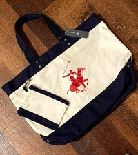 ¡NUEVO! Bolso grande de viaje BEVERLY POLO CLUB de lona con cremallera playa-¡Inspirado en Ralph Lauren!