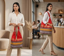 Mujer Bolso de Hombro Hecho a Mano Multicolor Bolso de Mano Moda India