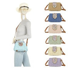 Bolso Bandolera Tejido para Mujer Damas Estilo Paja Bolso de Hombro Playa Vacaciones Reino Unido