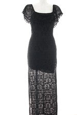 Maxivestido mujer elegante negro encaje vestido de verano talla 30